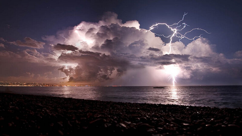 Lightning Storm over Sea