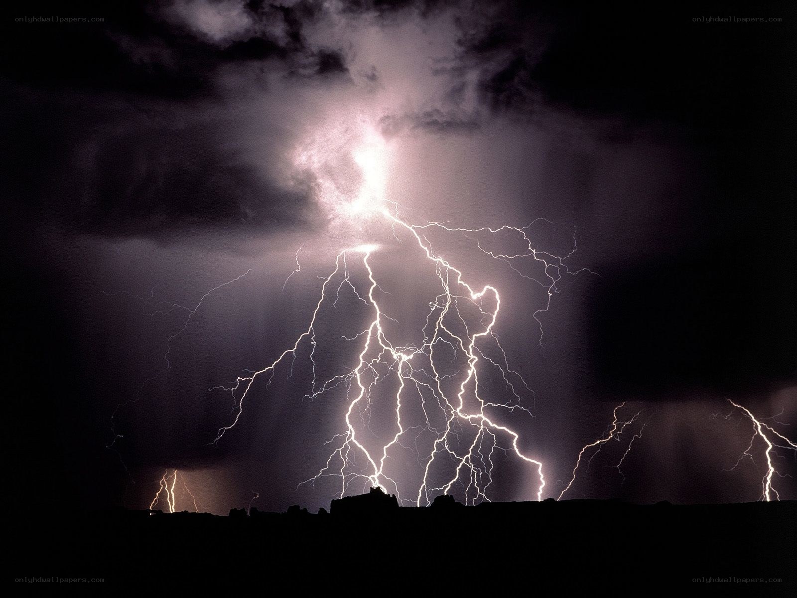 Lightning storm over silhouette