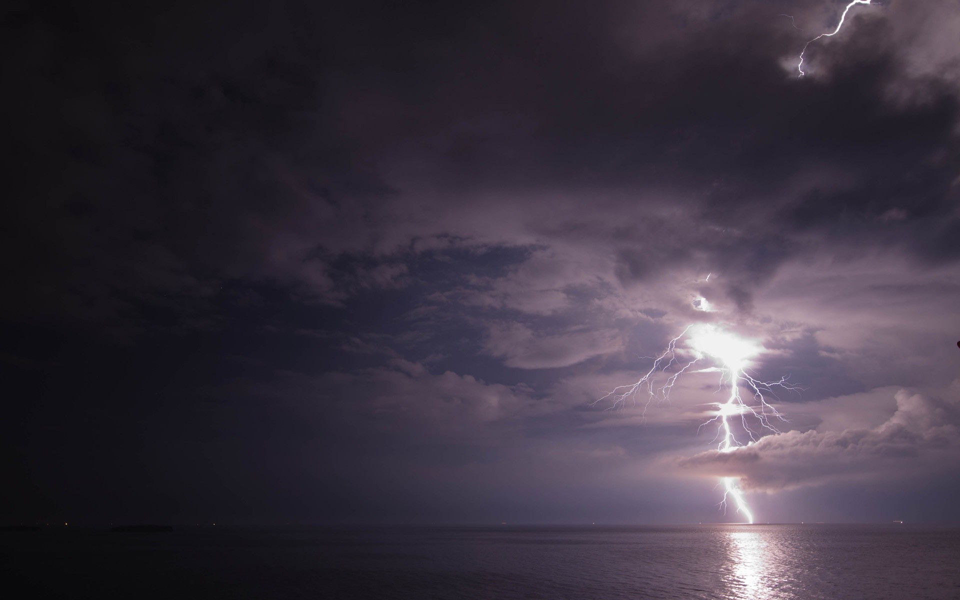 Lightning storm over the ocean