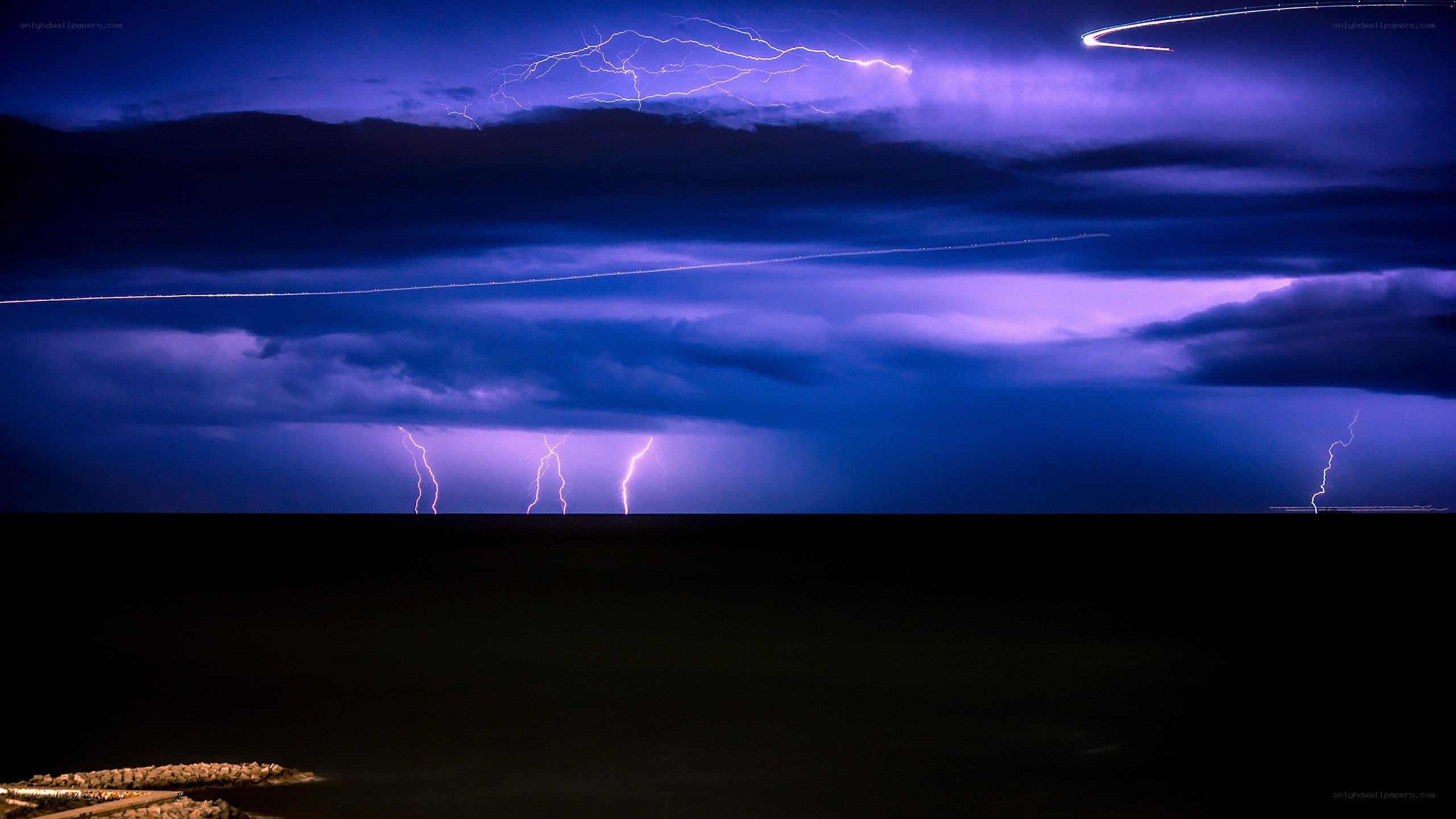 Lightning storm over the sea