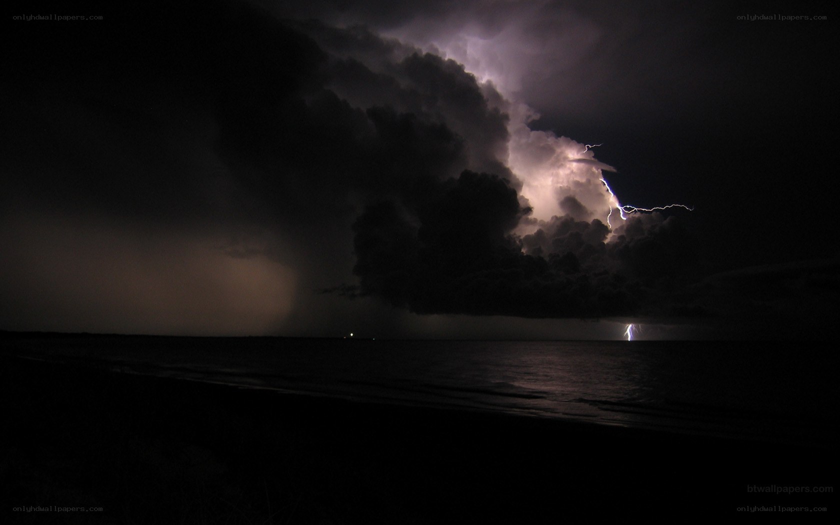 Lightning storm over the sea
