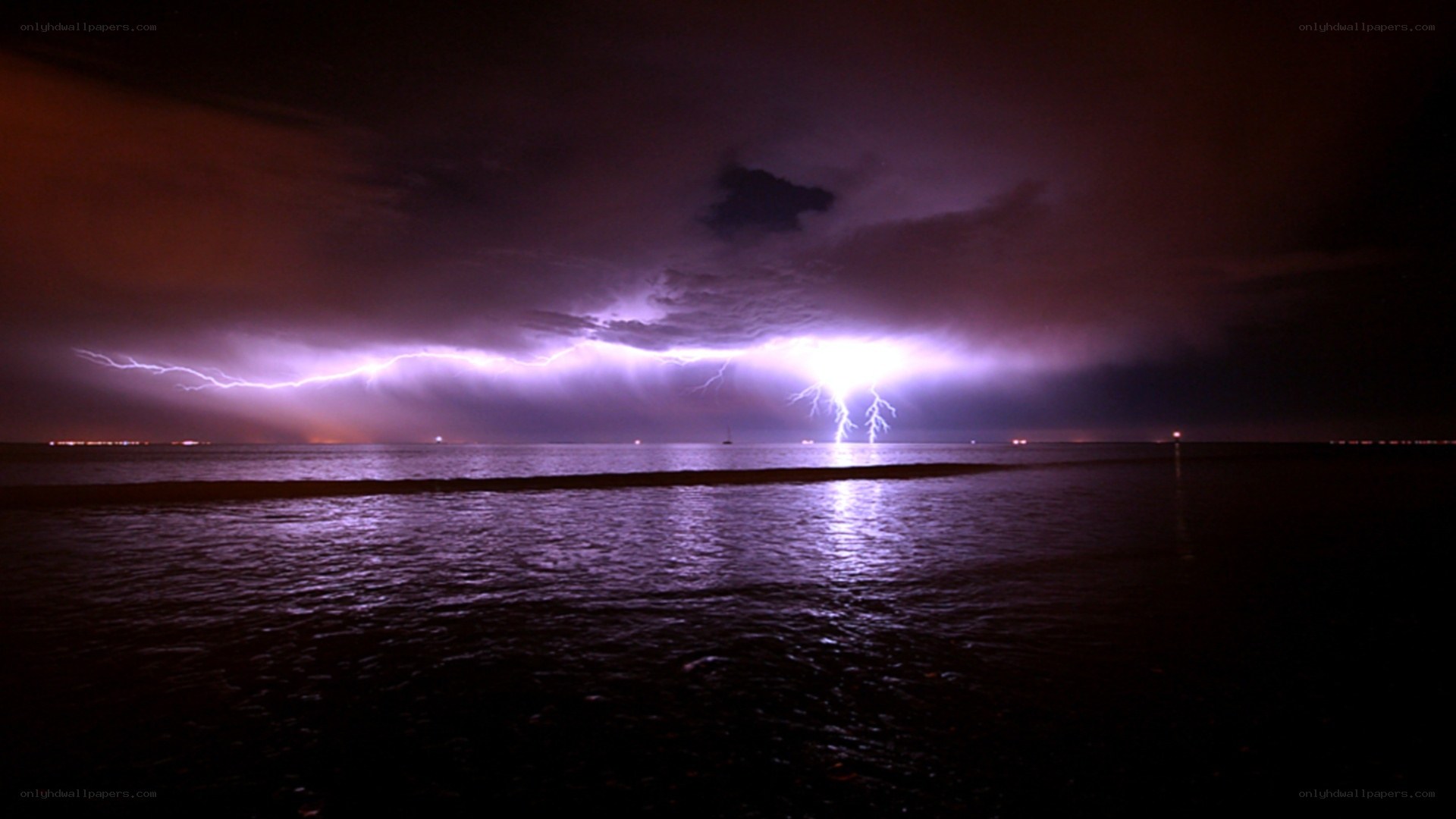 Lightning storm over the sea