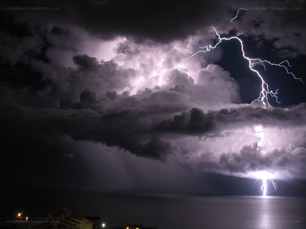 Lightning storm over the sea
