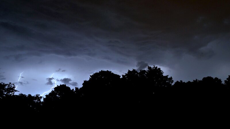 Lightning storm over trees