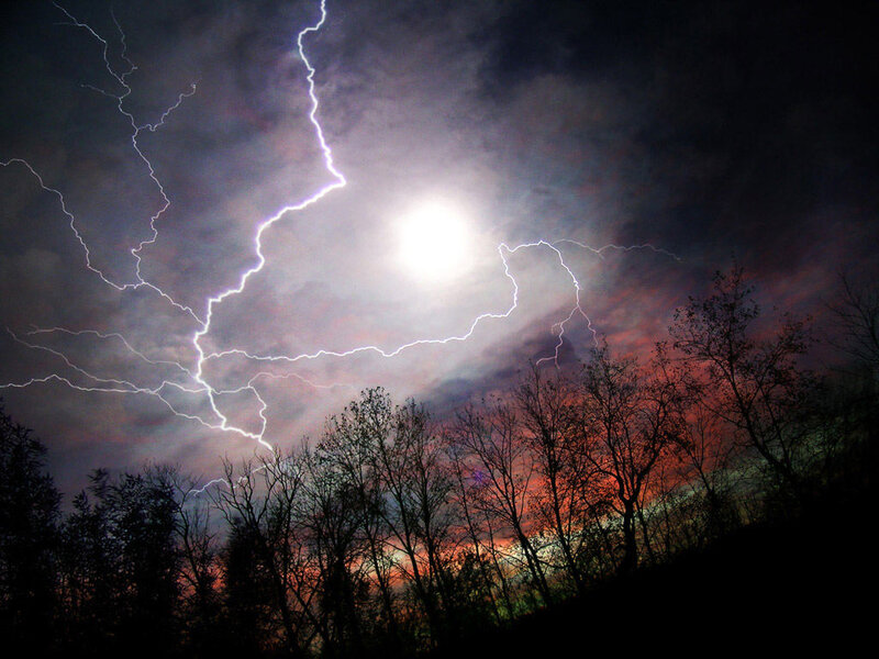 Lightning Storm over Trees — Black