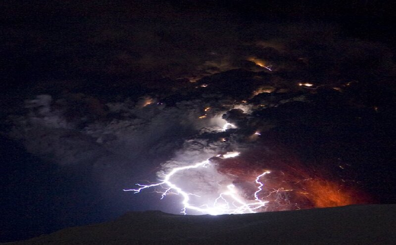 Lightning Storm over Volcano
