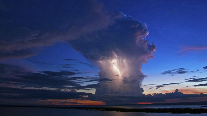 Lightning storm over water