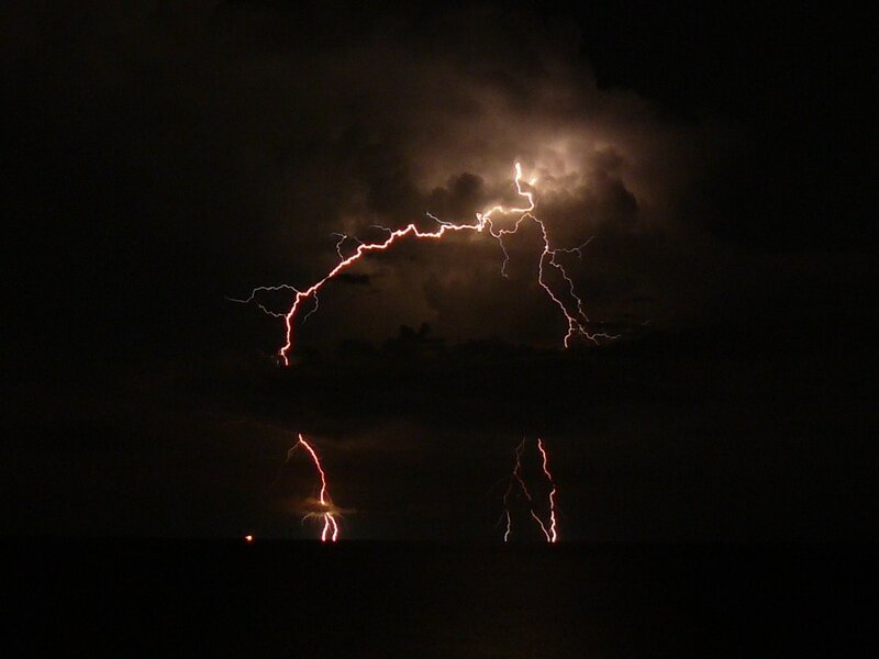 Lightning Storm over Water — Black