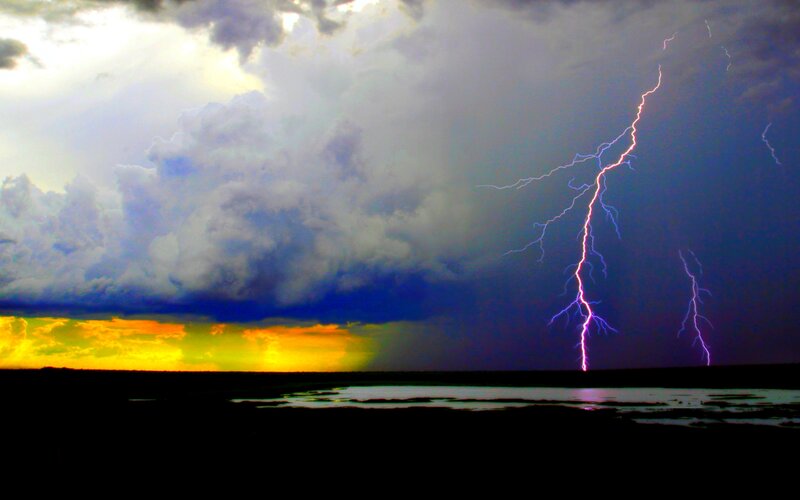 Lightning Storm over Water — Purple, Dramatic