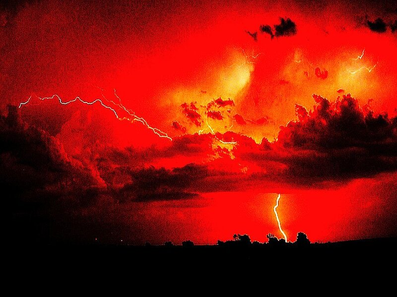 Lightning Storm Sky — Red