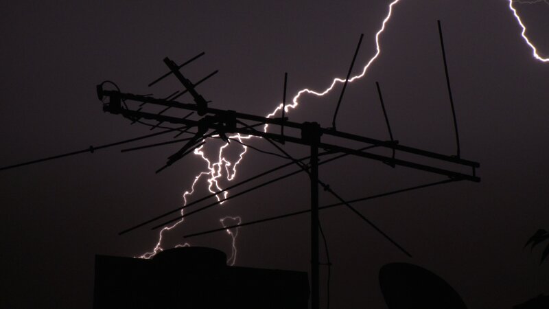 Lightning storm with antenna