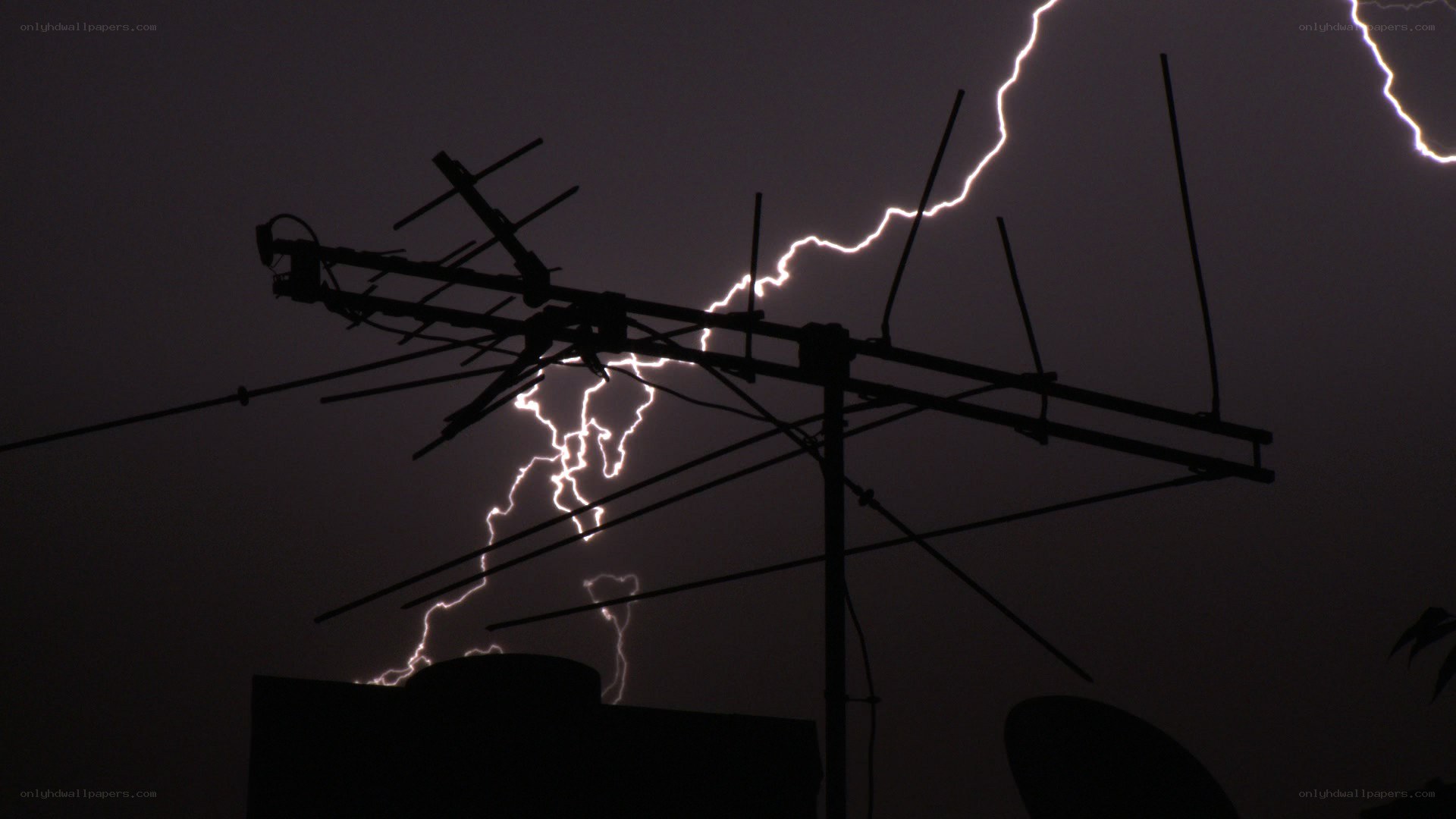 Lightning storm with antenna
