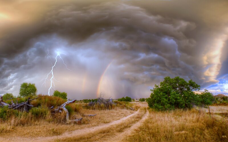 Lightning Storm with Rainbow