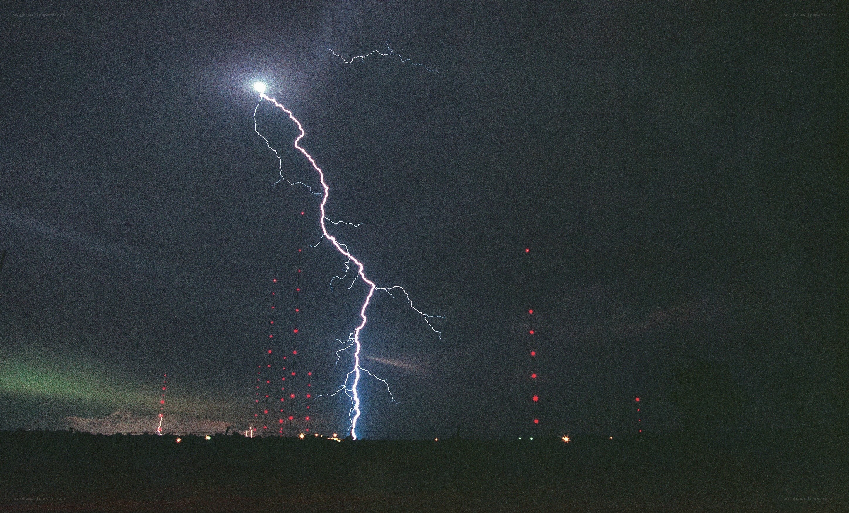 Lightning strike at night