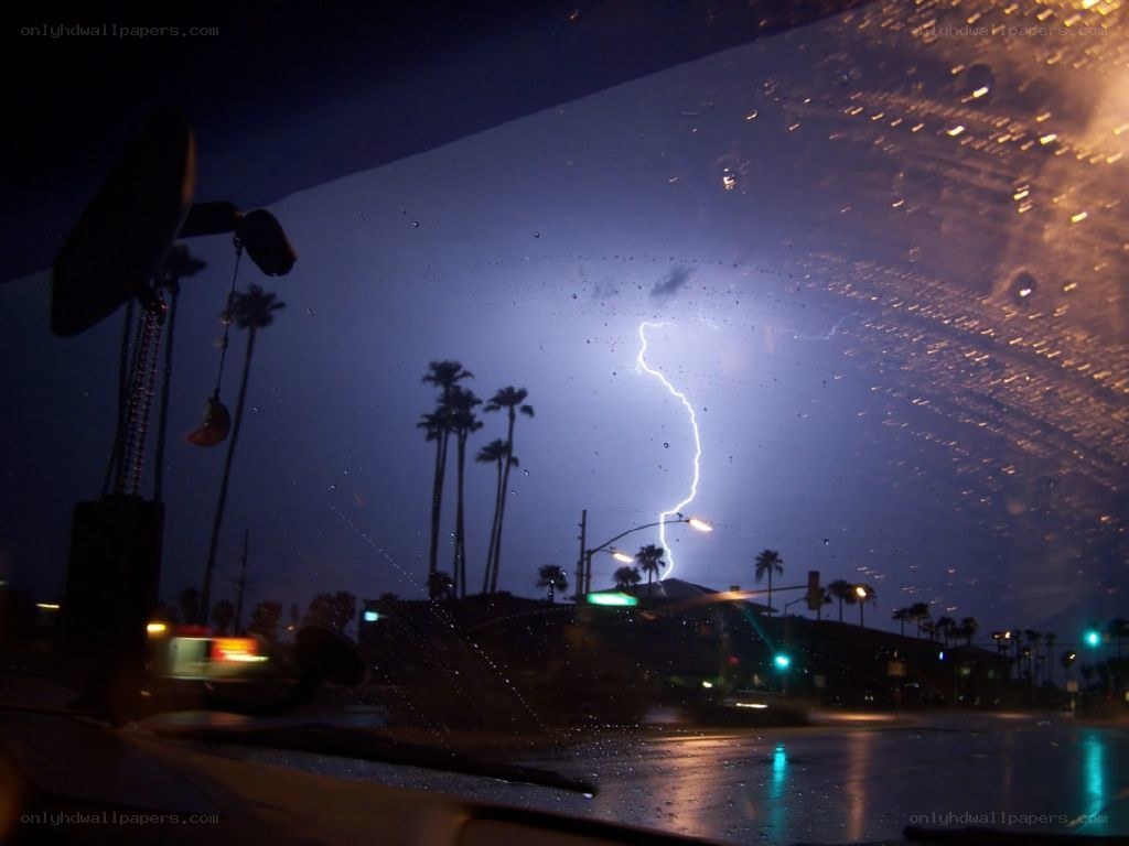 Lightning strike at night