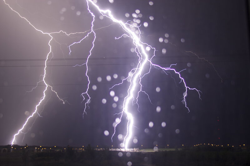 Lightning Strike at Night — Black, Dramatic