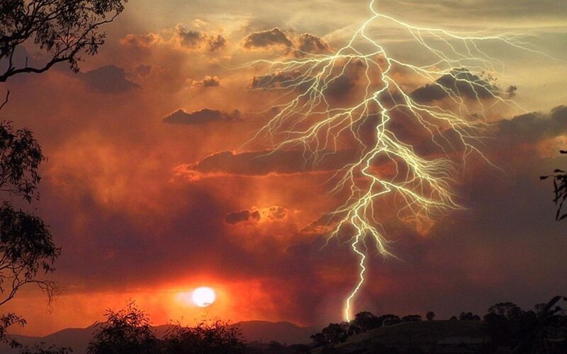 Lightning Strike at Sunset