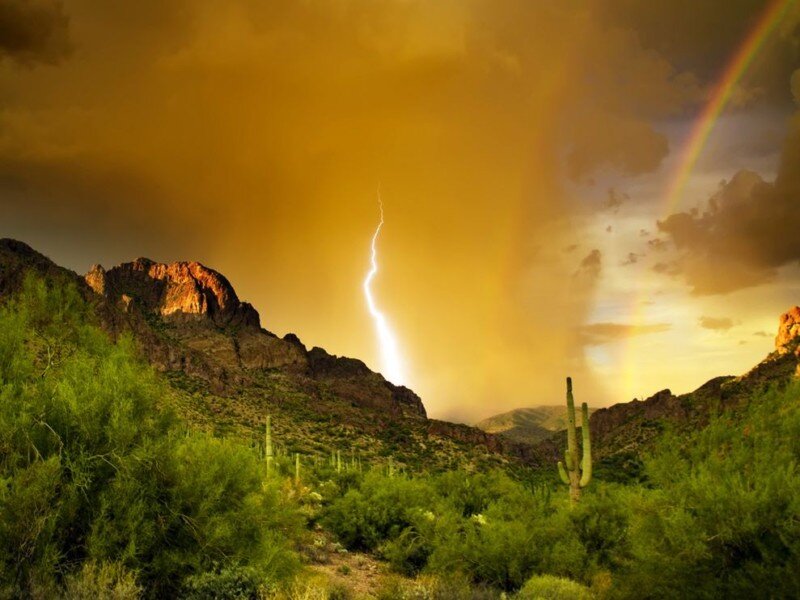 Lightning Strike in Desert