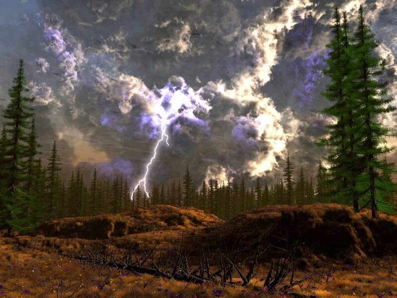 Lightning Strike in Forest — Purple