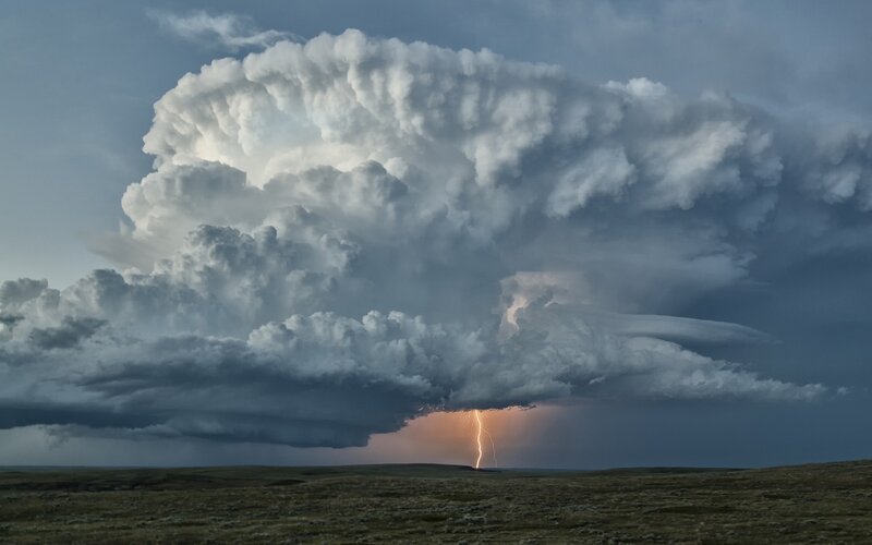 Lightning Strike on Plain — Gray