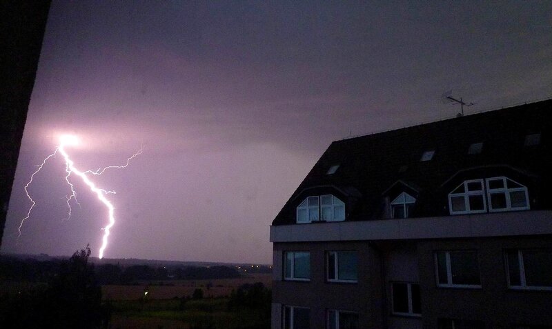 Lightning Strike over Building