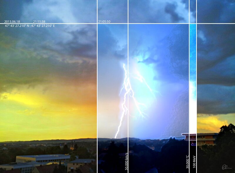Lightning Strike over City — Blue, Dramatic, Night, Digital Art
