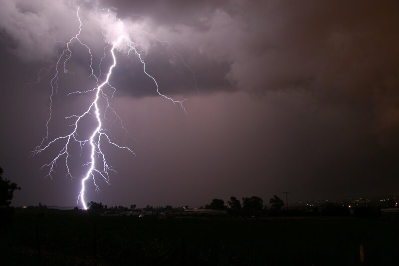 Lightning strike over field