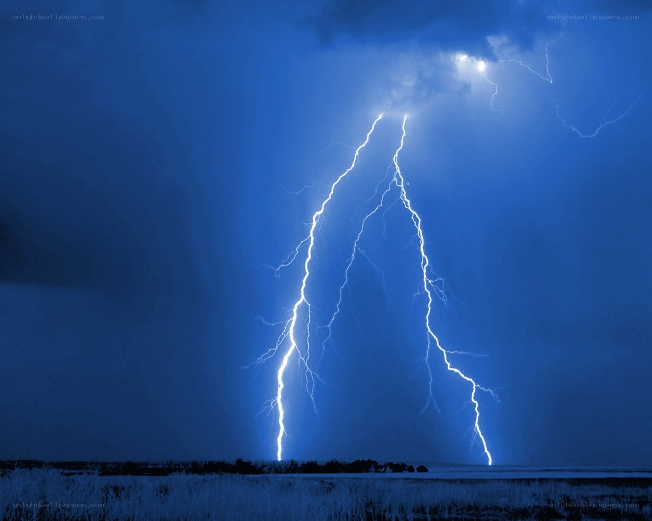 Lightning strike over field