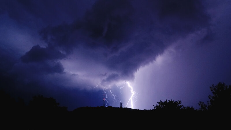 Lightning Strike over Hill — Purple