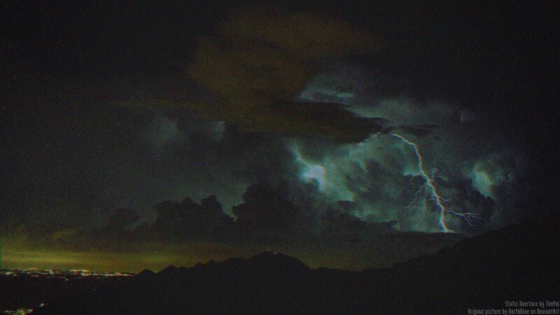 Lightning Strike over Mountains — Black