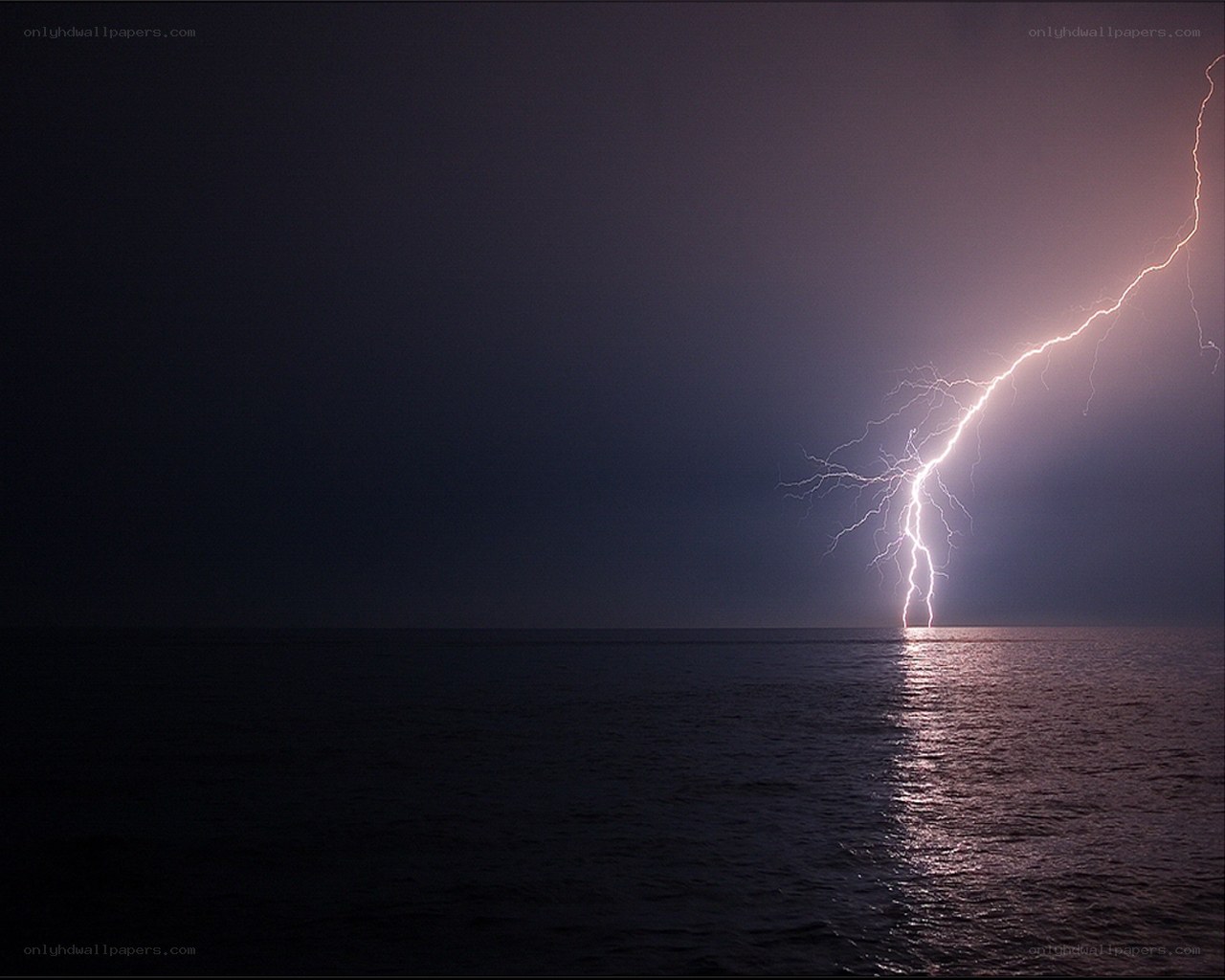 Lightning strike over ocean