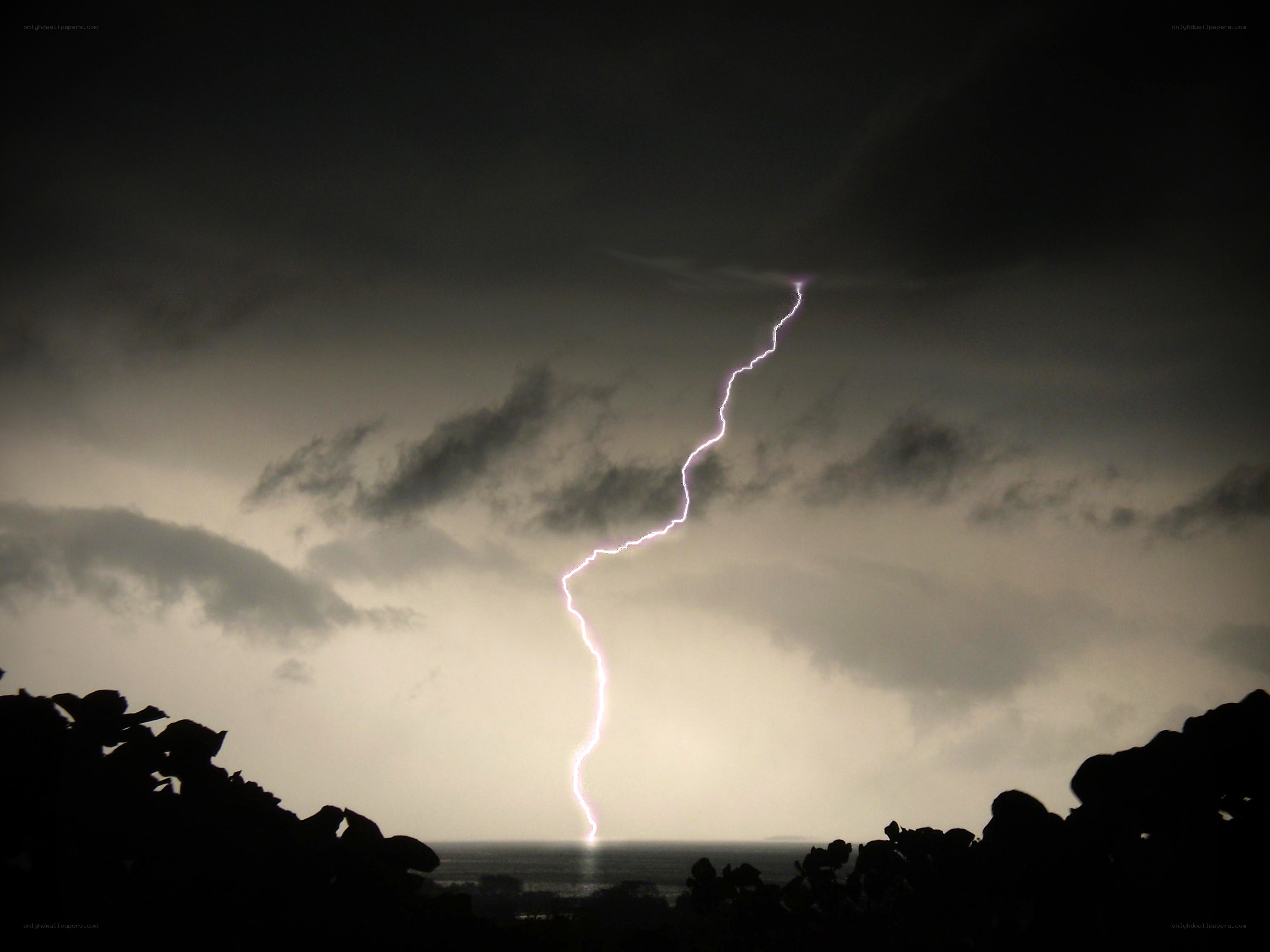 Lightning strike over ocean