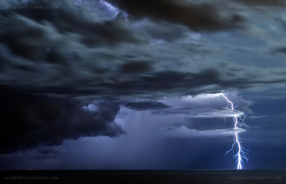Lightning strike over ocean