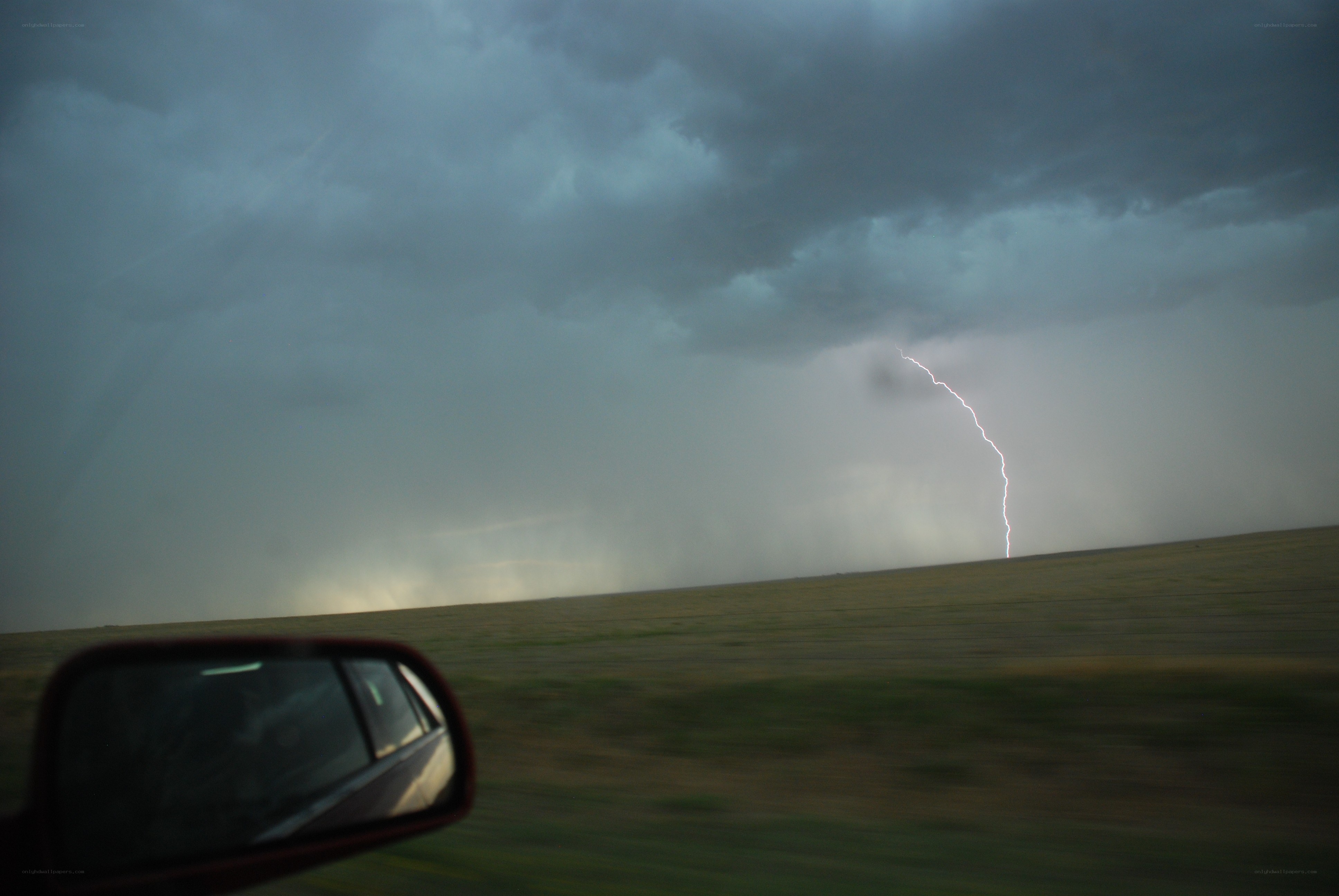 Lightning strike over open field