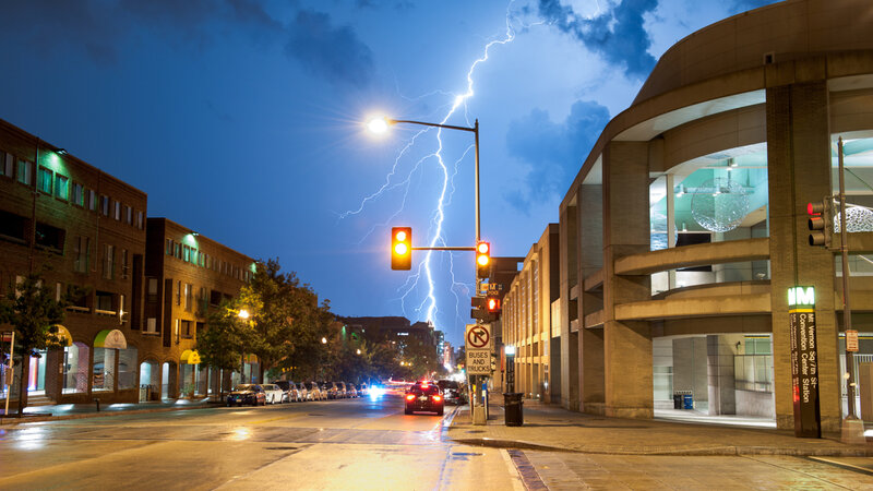 Lightning Strike over Street