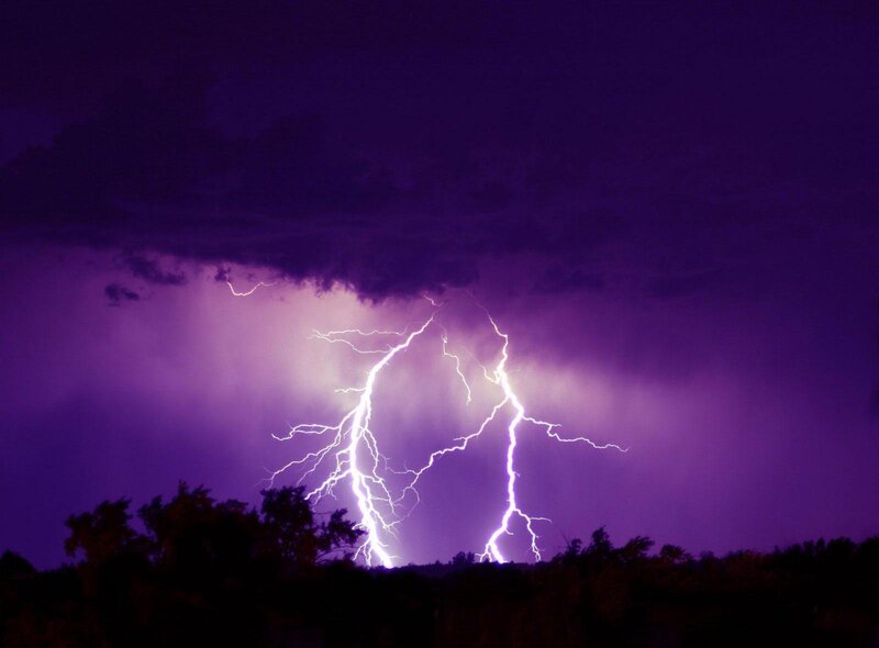 Lightning Strike over Trees — Dramatic