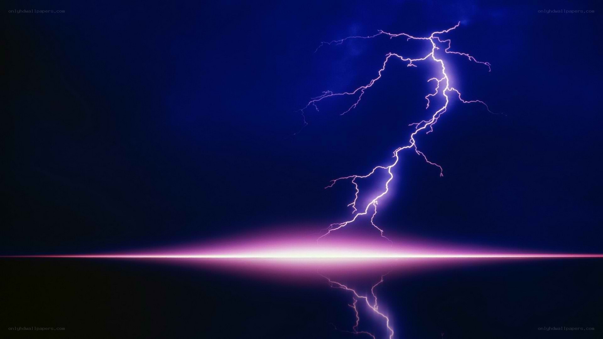 Lightning strike over water