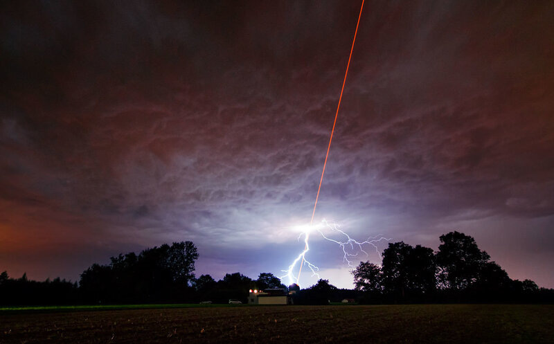 Lightning strike with laser beam