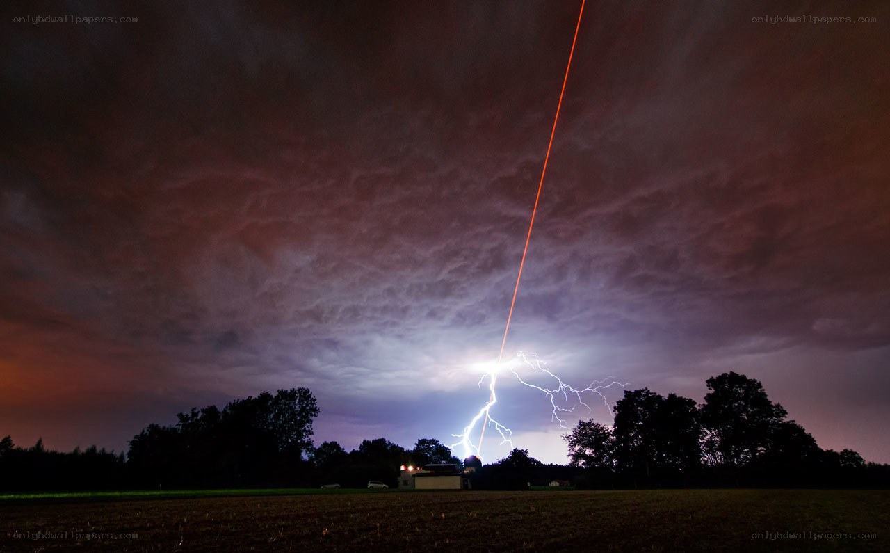 Lightning strike with laser beam