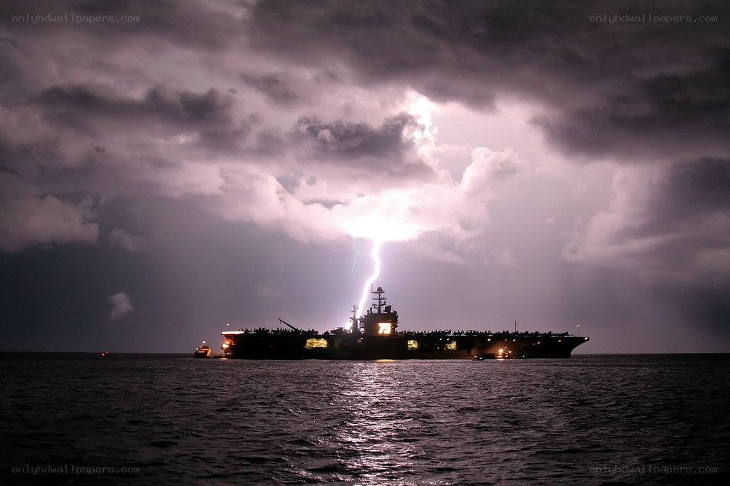 Lightning strikes aircraft carrier
