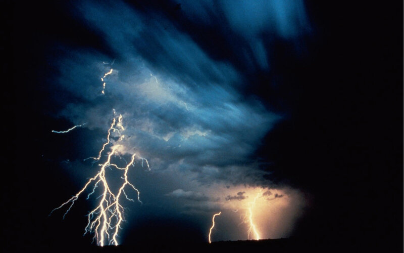 Lightning Strikes at Night — Blue