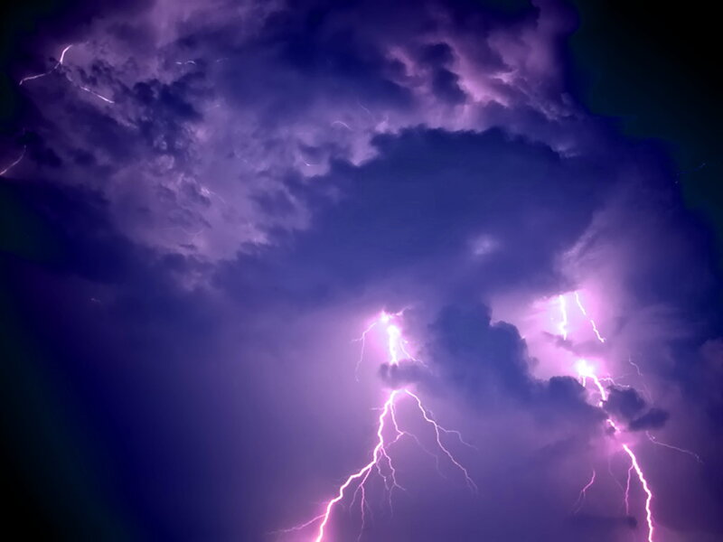 Lightning Strikes in Storm — Purple