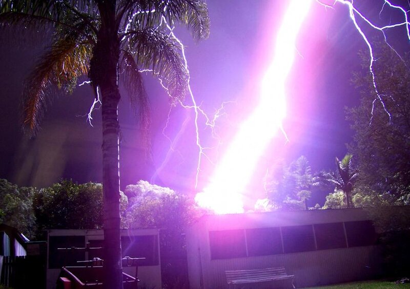 Lightning strikes near house