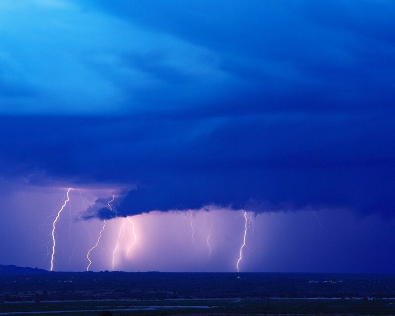 Lightning Strikes over Desert