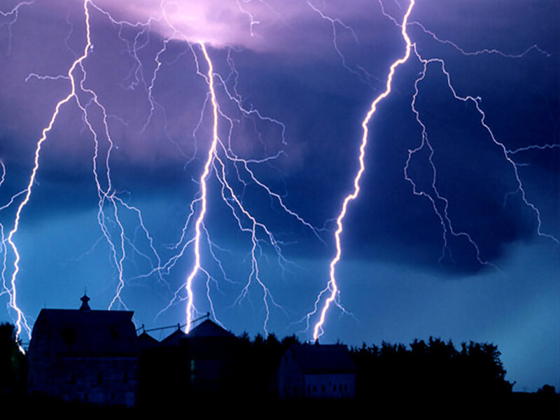 Lightning Strikes over Farm