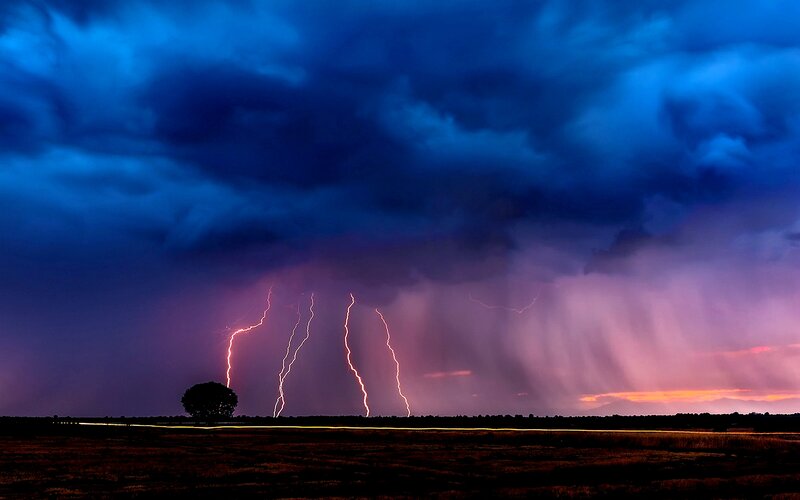 Lightning Strikes over Field