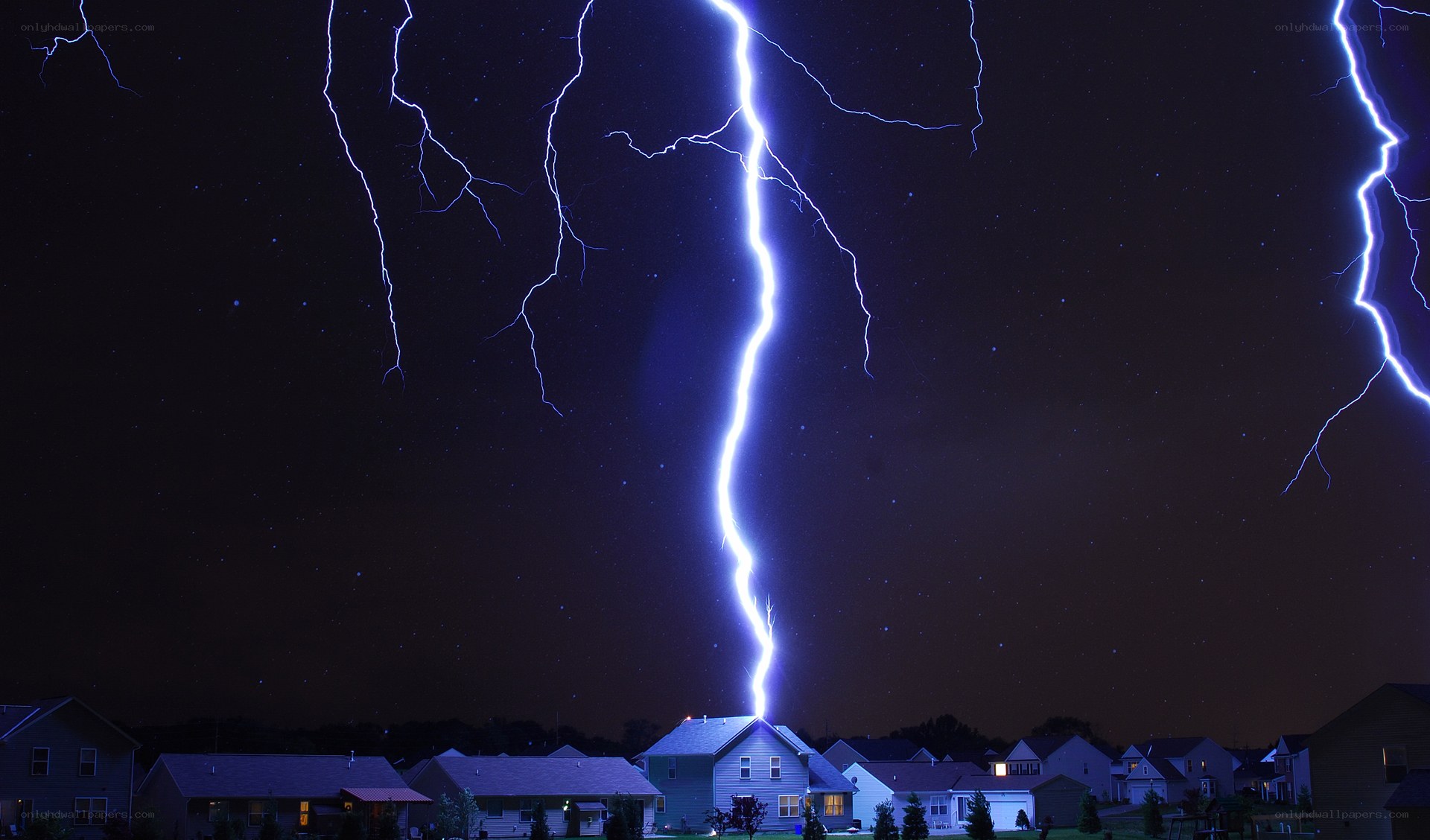 Lightning strikes suburban home