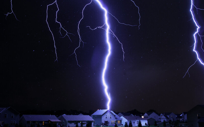 Lightning strikes suburban neighborhood