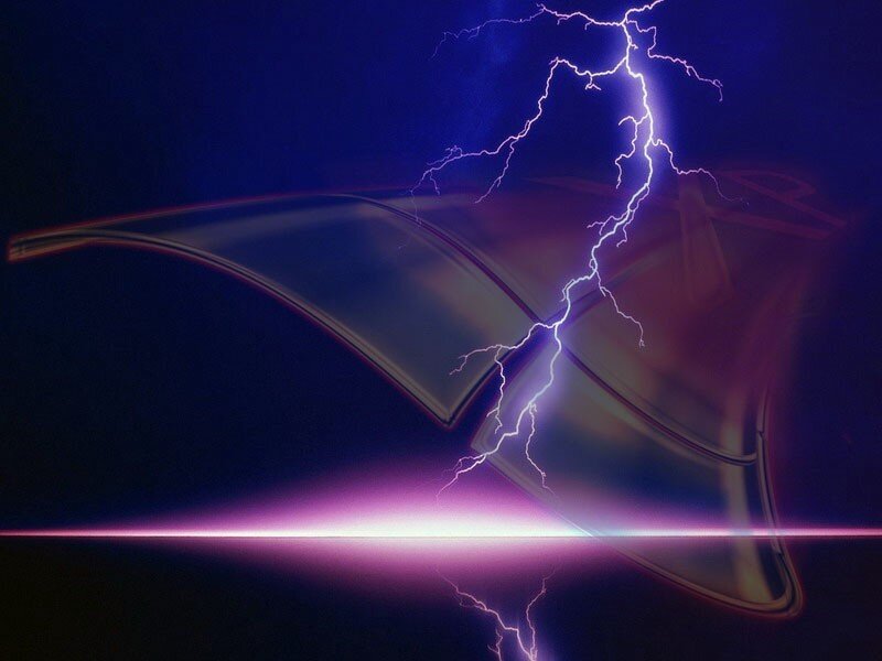 Lightning striking a futuristic object