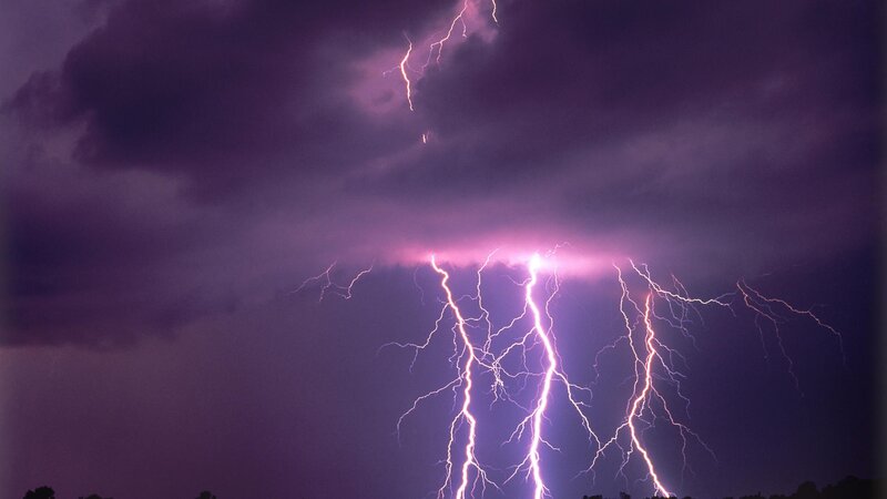 Lightning Striking Clouds — Purple